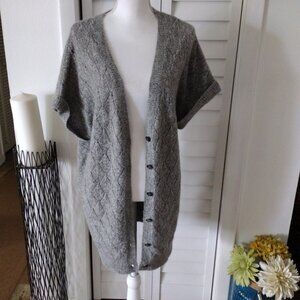 Nordstrom women's One Size short sleeve button front knit‎ gray cardigan